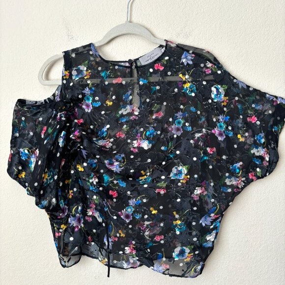 Preen by Thornton Bregazzi Silk Blend Polka Dot Burnout Velvet Blouse Top - Picture 1 of 14
